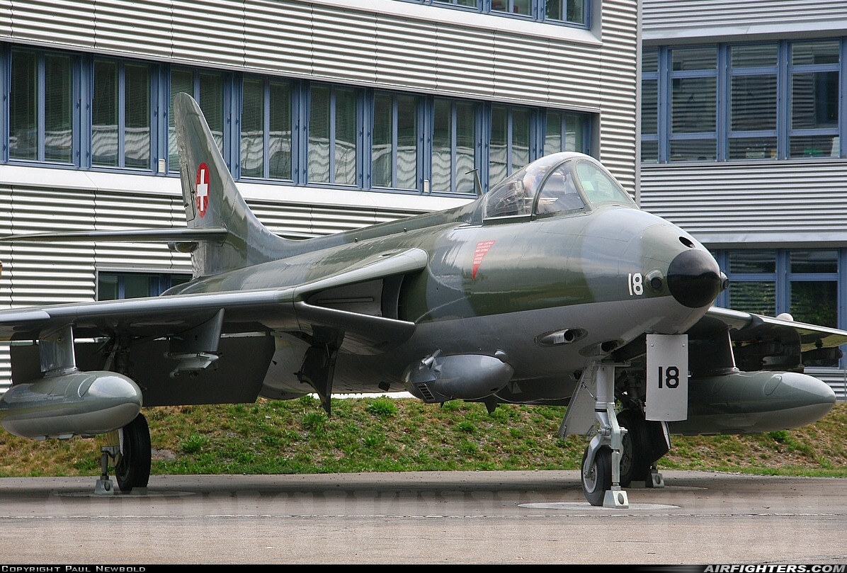 Switzerland - Air Force Hawker Hunter F58 J-4018 at Interlaken (LSMI), Switzerland