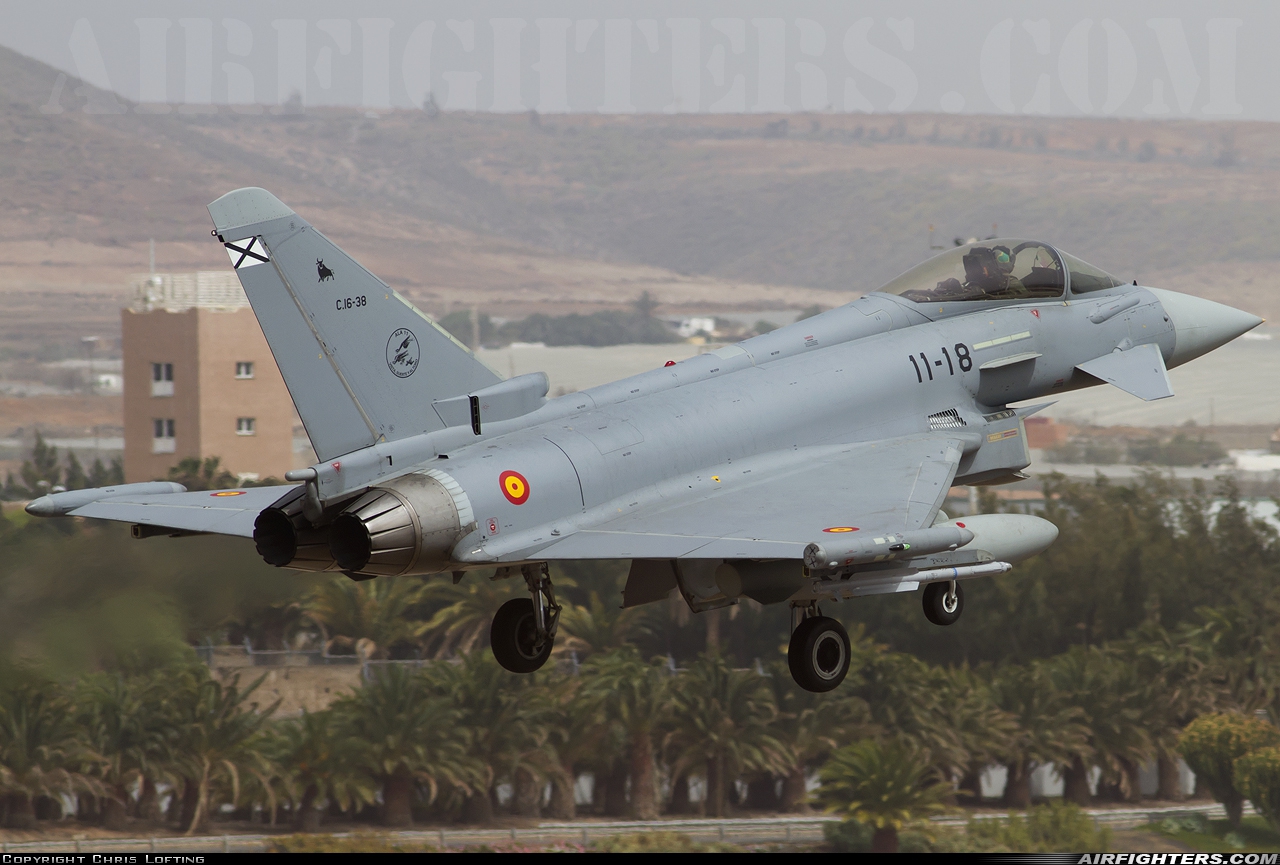 Spain - Air Force Eurofighter C-16 Typhoon (EF-2000S) C.16-38 at Gran Canaria (- Las Palmas / Gando) (LPA / GCLP), Spain