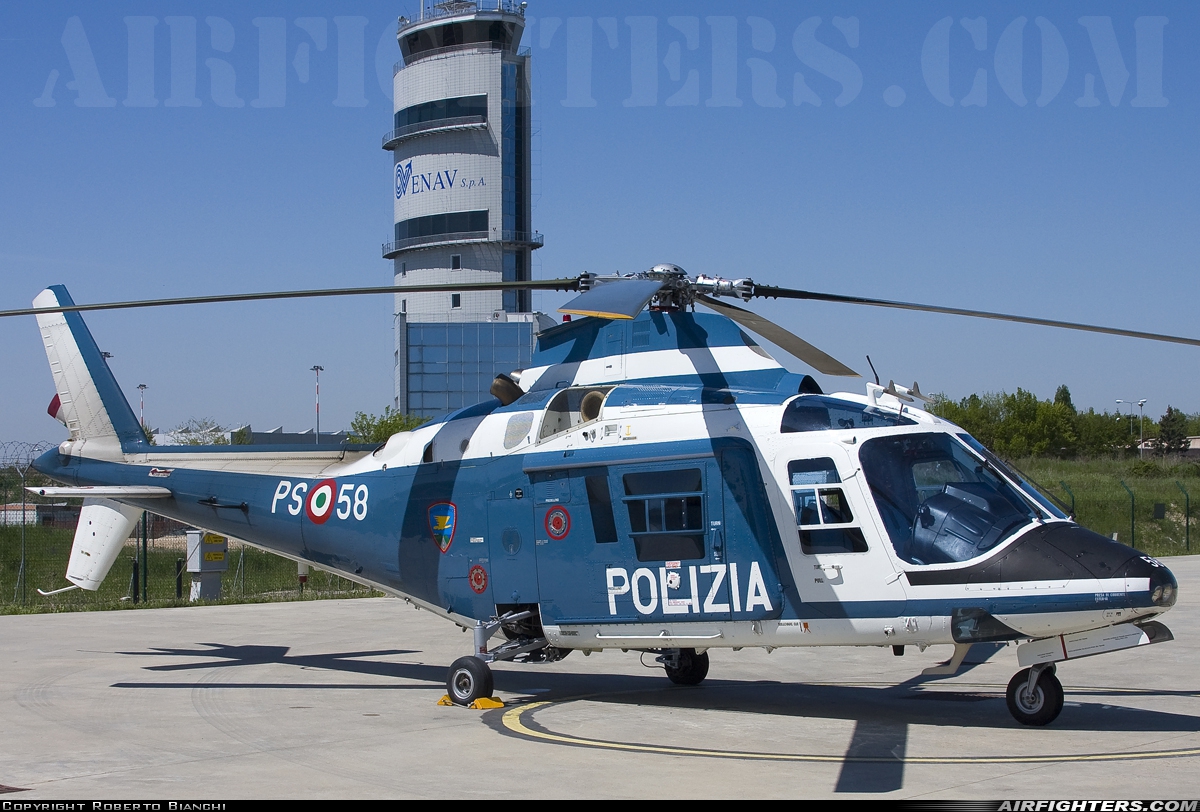 Italy - Polizia Agusta A-109A-II PS-58 at Venice - Tessera (Marco Polo) (VCE / LIPZ), Italy