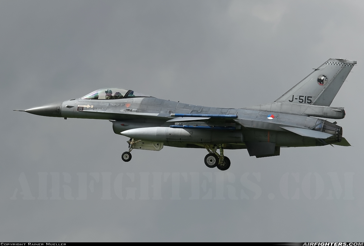 Netherlands - Air Force General Dynamics F-16AM Fighting Falcon J-515 at Leeuwarden (LWR / EHLW), Netherlands
