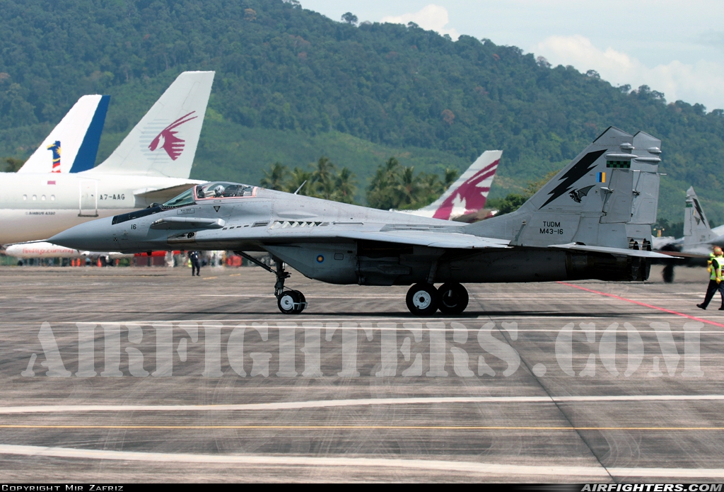 Malaysia - Air Force Mikoyan-Gurevich MiG-29N M43-16 at Pulau Langkawi - Int. (LGK / WMKL), Malaysia
