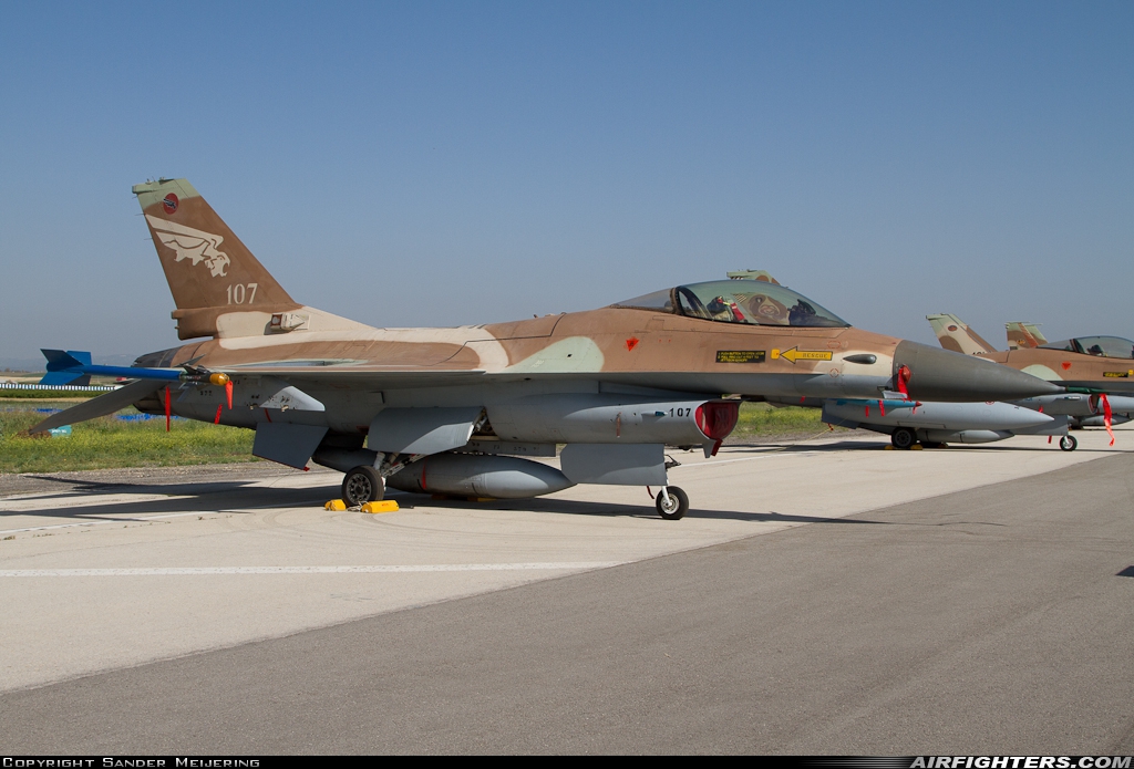 Israel - Air Force General Dynamics F-16A Fighting Falcon 107 at Tel Nof (LLEK), Israel