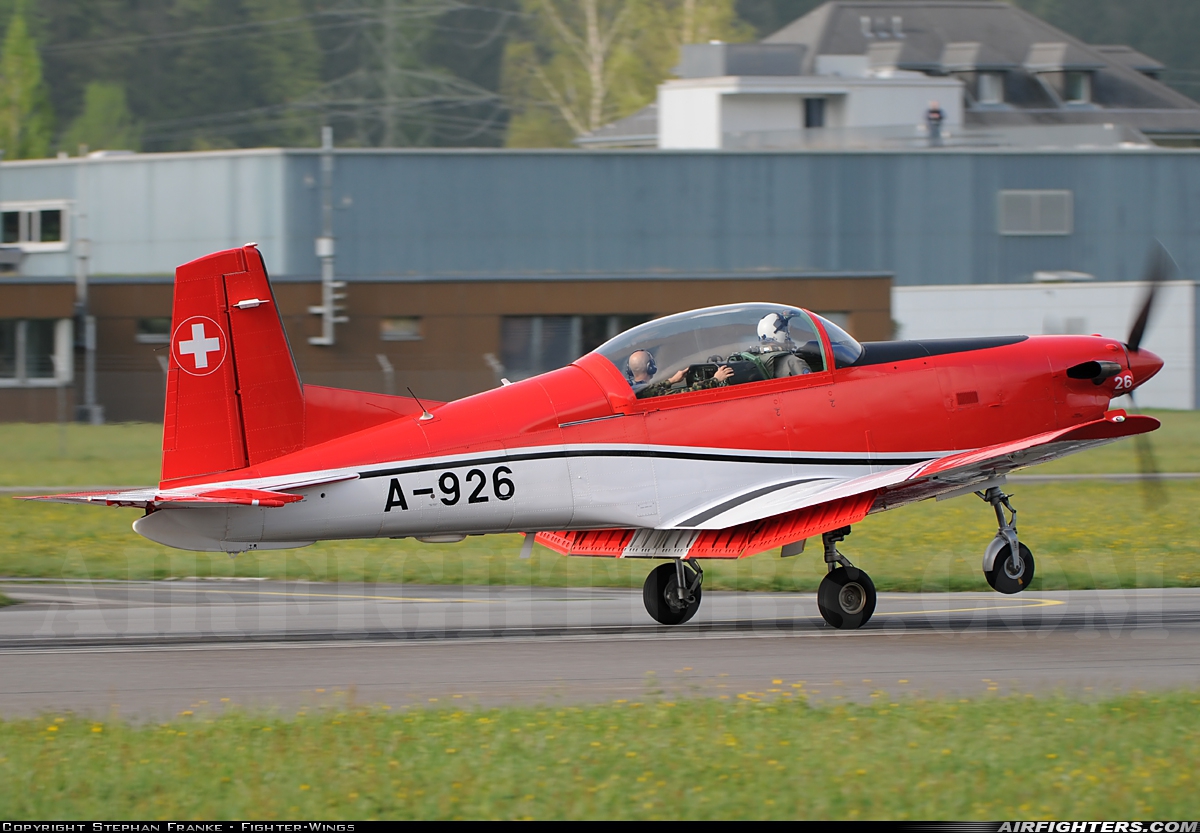 Switzerland - Air Force Pilatus NCPC-7 Turbo Trainer A-926 at Meiringen (LSMM), Switzerland