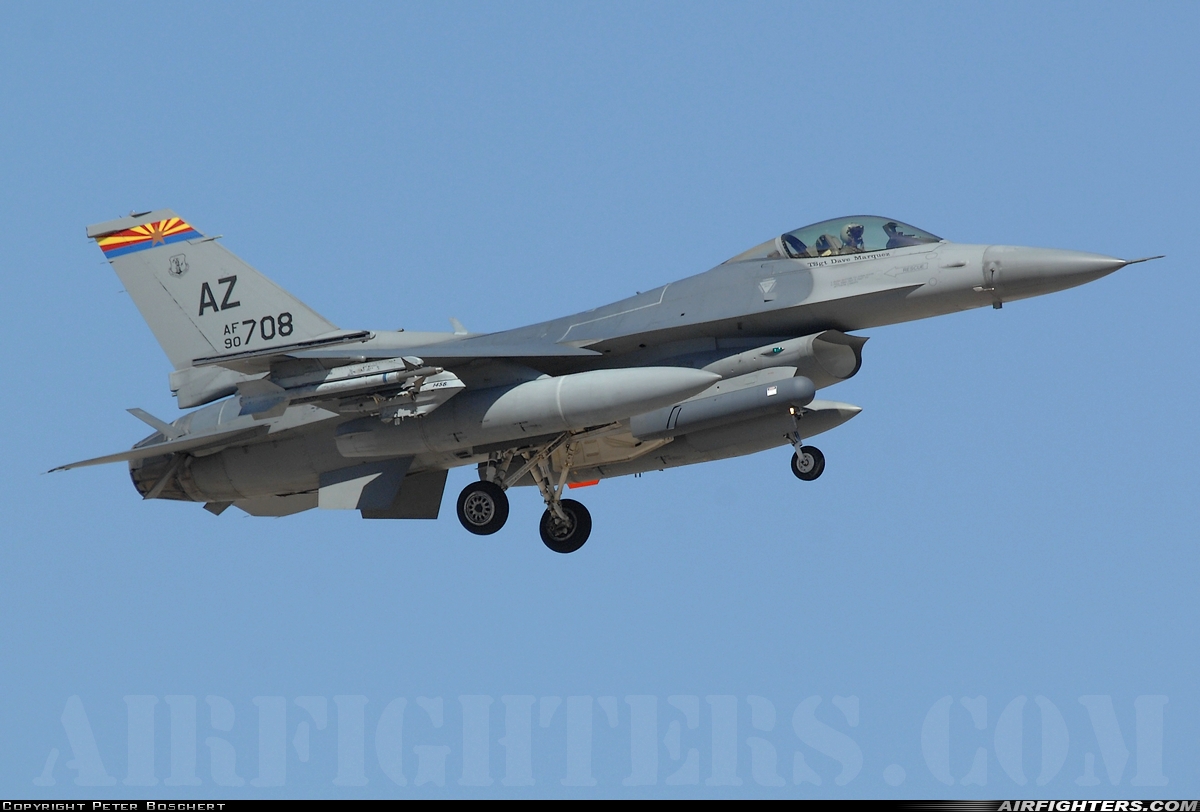 USA - Air Force General Dynamics F-16C Fighting Falcon 90-0708 at Tucson - Int. (TUS / KTUS), USA