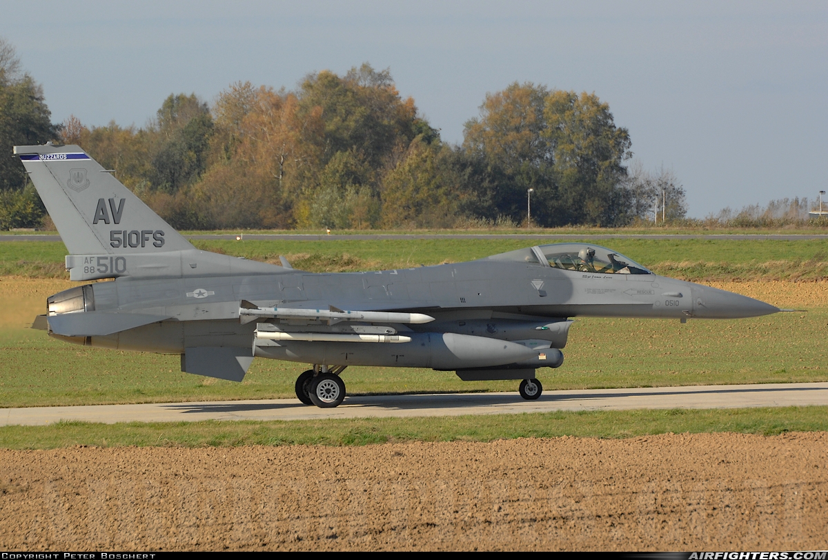 USA - Air Force General Dynamics F-16C Fighting Falcon 88-0510 at Florennes (EBFS), Belgium