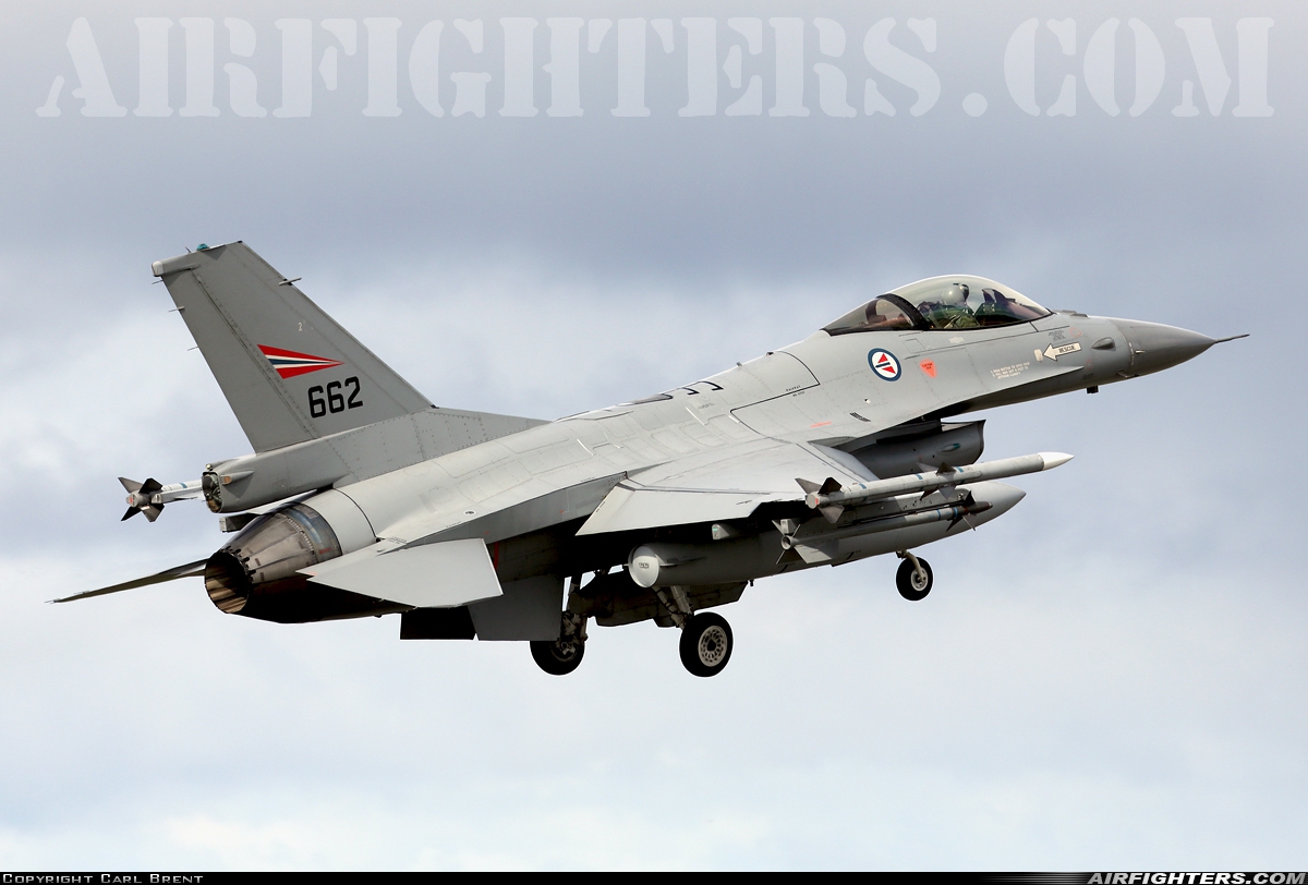 Norway - Air Force General Dynamics F-16AM Fighting Falcon 662 at Orland (OLA / ENOL), Norway