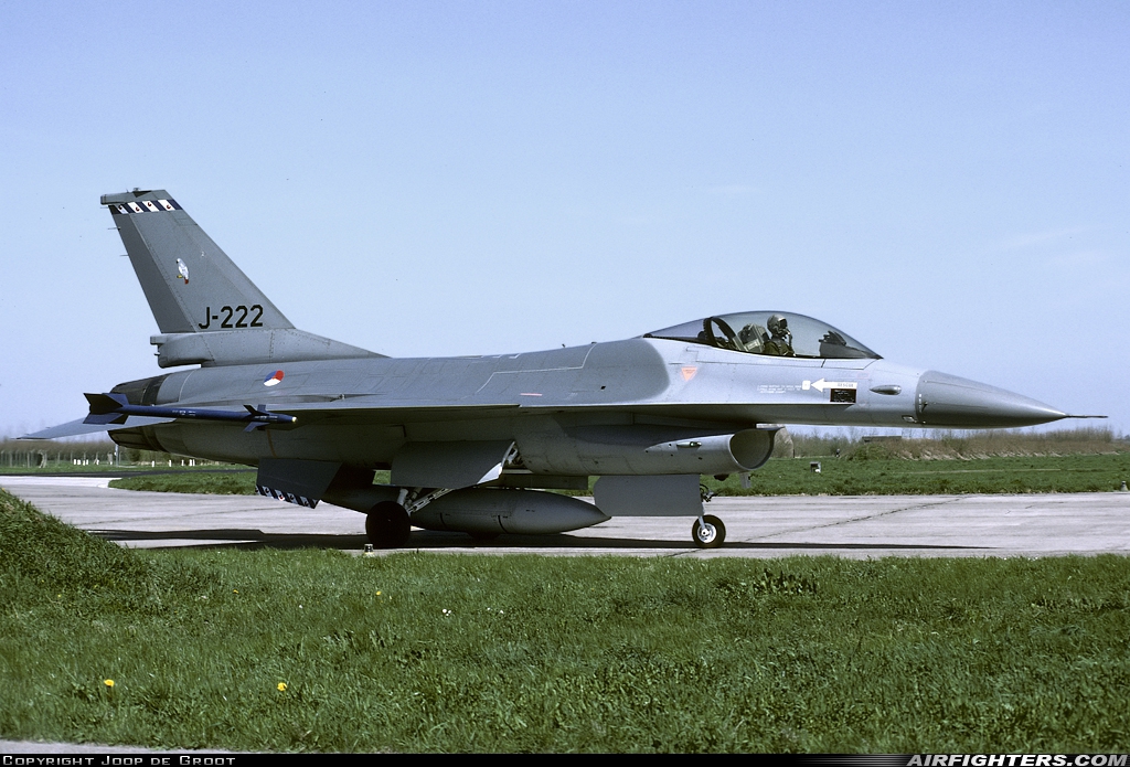 Netherlands - Air Force General Dynamics F-16A Fighting Falcon J-222 at Leeuwarden (LWR / EHLW), Netherlands
