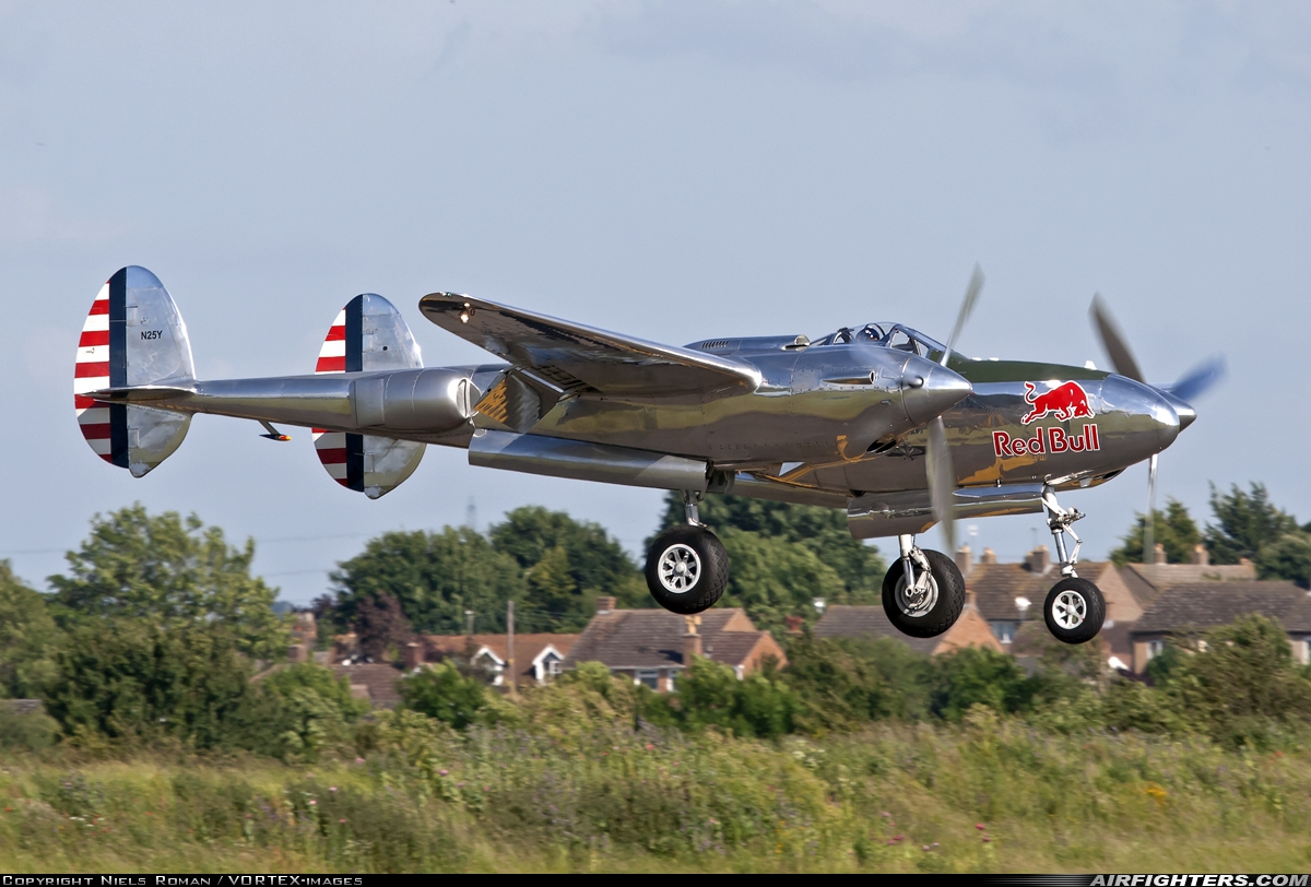 Private - Red Bull Lockheed P-38L Lightning N25Y at Duxford (EGSU), UK