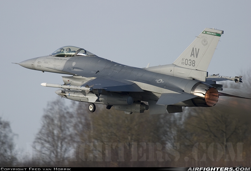 USA - Air Force General Dynamics F-16C Fighting Falcon 89-2038 at Florennes (EBFS), Belgium
