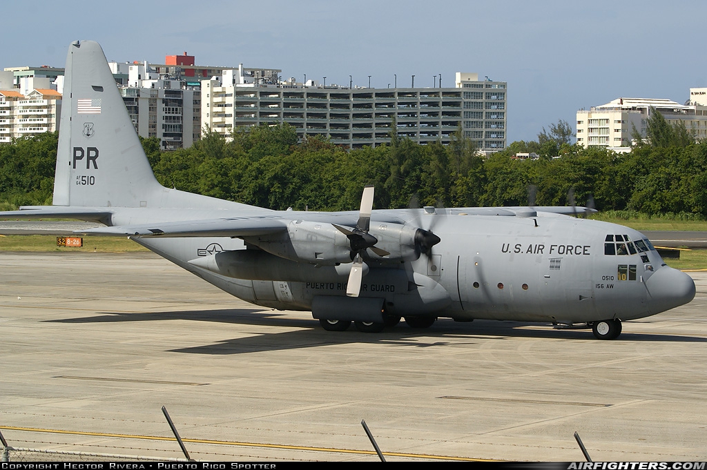 USA - Air Force Lockheed C-130E Hercules (L-382) 64-0510 at San Juan - Luis Munoz Marin Int. (SJU / TJSJ), Puerto Rico