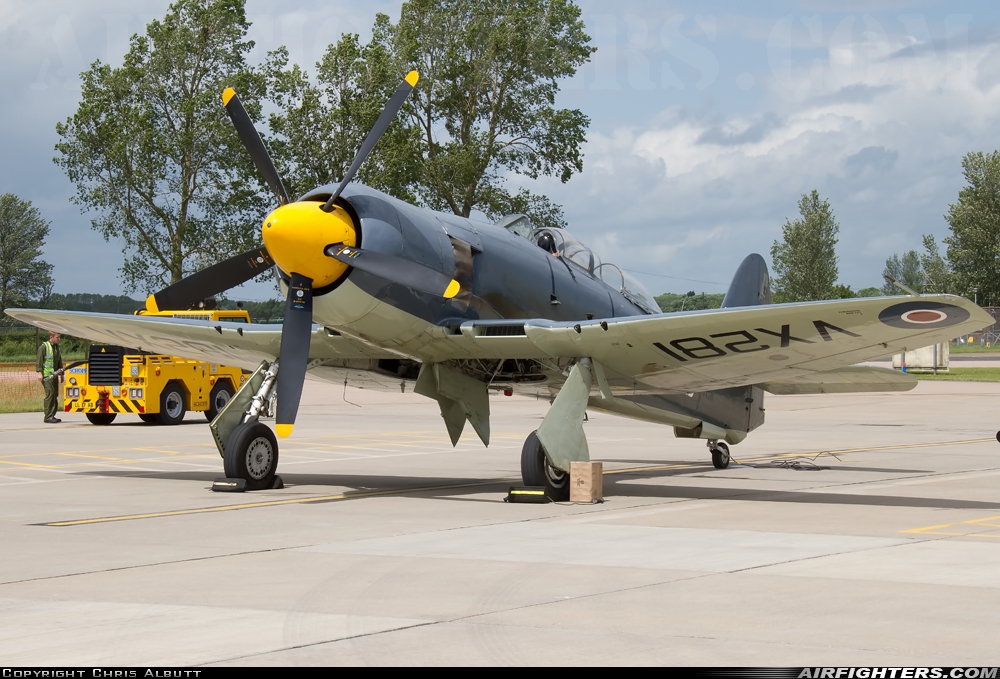 Private Hawker Sea Fury T20 G-RNHF at Coningsby (EGXC), UK