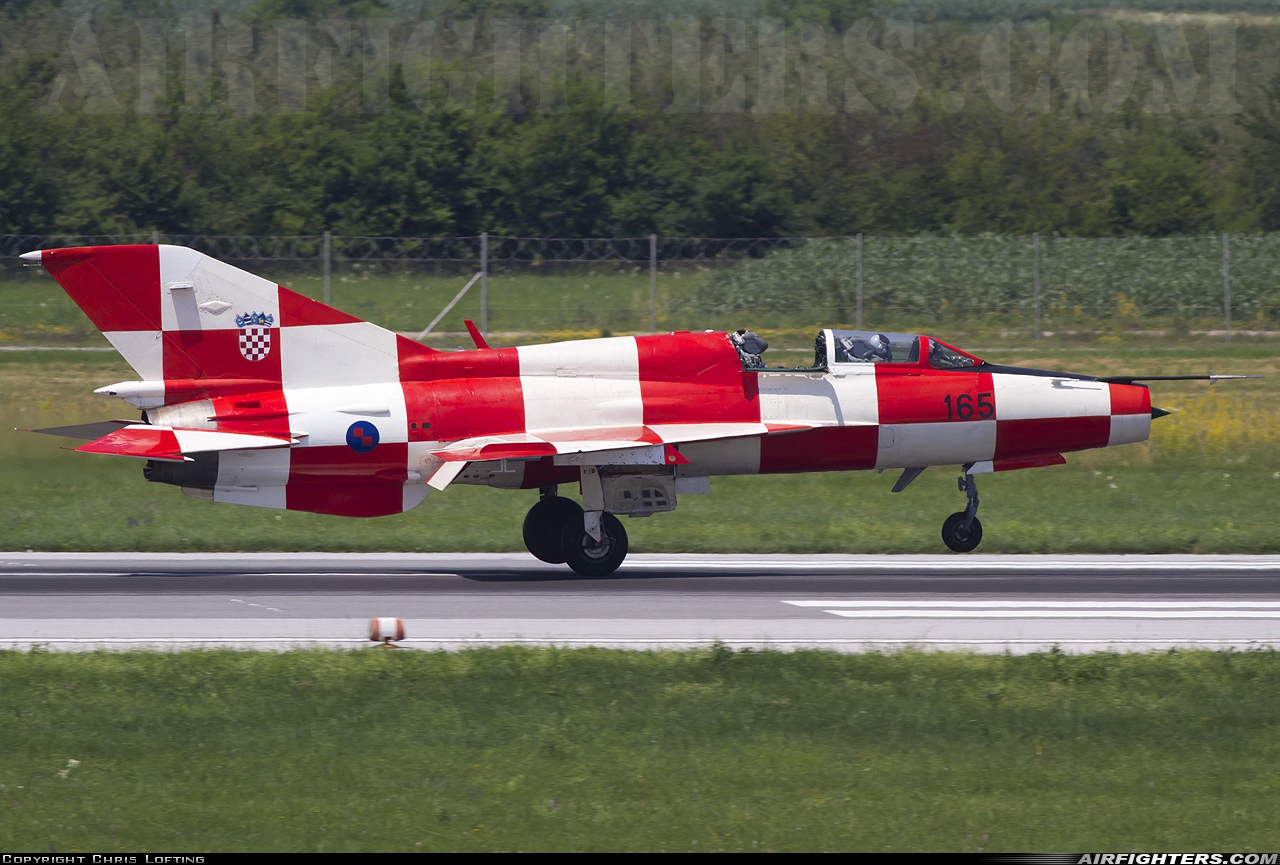 Croatia - Air Force Mikoyan-Gurevich MiG-21UMD 165 at Zagreb - Pleso (ZAG / LDZA), Croatia