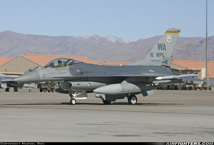 USA - Air Force General Dynamics F-16C Fighting Falcon 93-0553 at Las Vegas - Nellis AFB (LSV / KLSV), USA