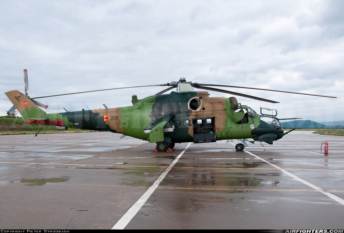 Macedonia - Air Force Mil Mi-24 Alexander 201 at Skopje-Petrovec (SKP / LWSK), Macedonia