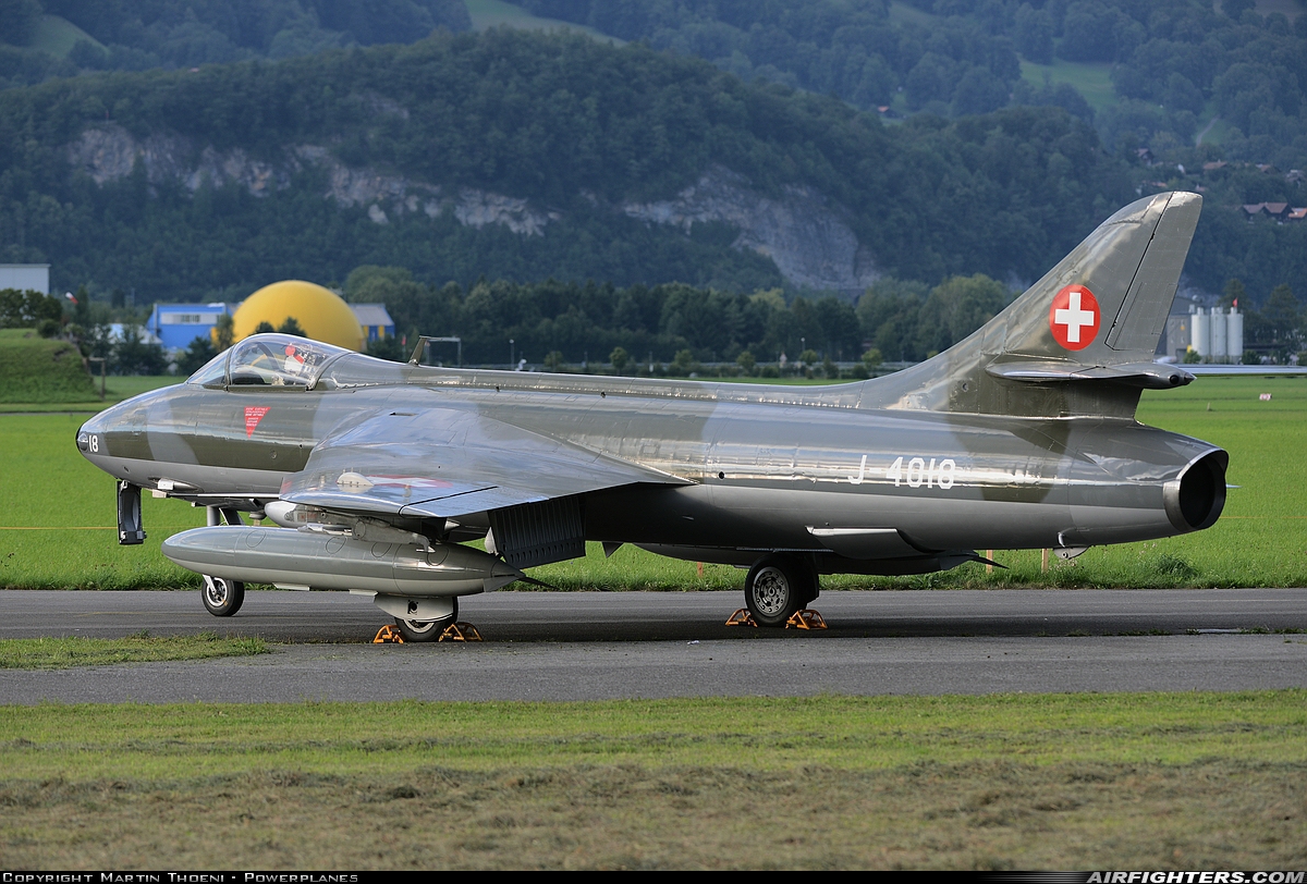 Switzerland - Air Force Hawker Hunter F58 J-4018 at Interlaken (LSMI), Switzerland