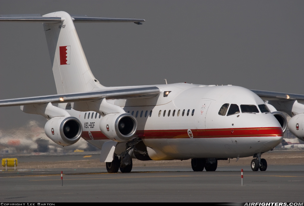 Bahrain - Air Force British Aerospace BAe-146-RJ85 A9C-BDF at Dubai - Int. (DXB / OMDB), United Arab Emirates