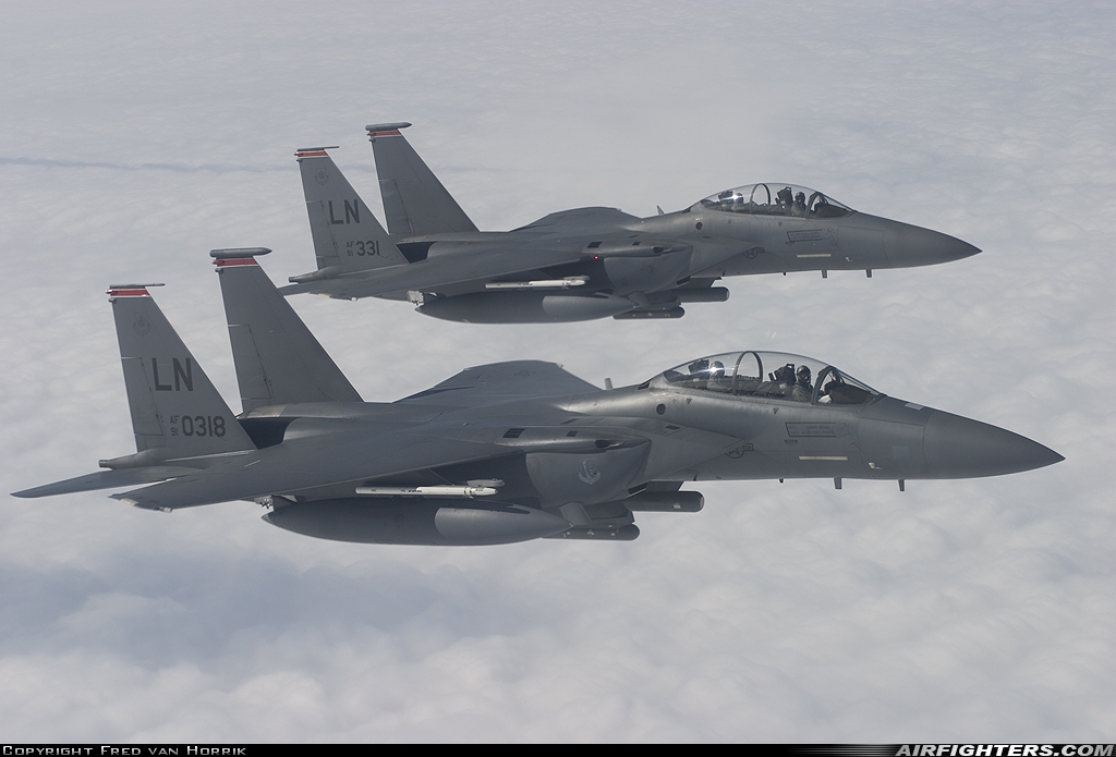 USA - Air Force McDonnell Douglas F-15E Strike Eagle 91-0318 at In Flight - Refueling Track TRA3 and 6, Netherlands
