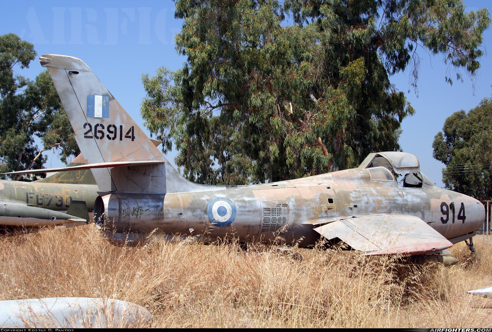 Greece - Air Force Republic F-84F Thunderstreak 26914 at Off-Airport - Messolonghi, Greece