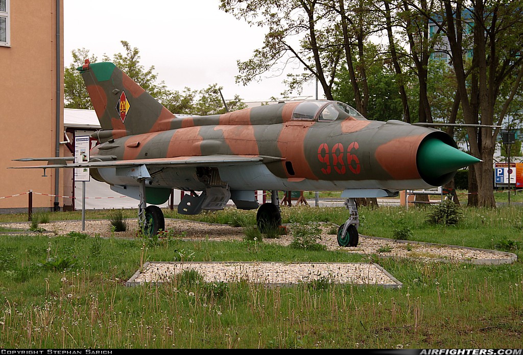East Germany - Air Force Mikoyan-Gurevich MiG-21SPS-K 986 at Kamenz (EDCM), Germany
