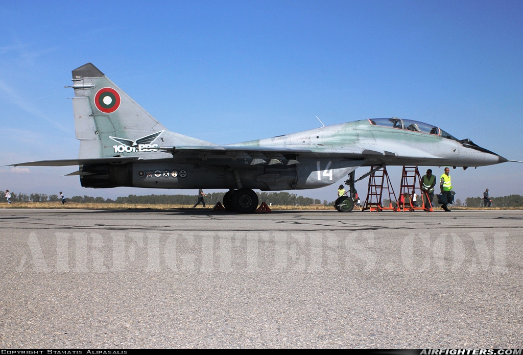Bulgaria - Air Force Mikoyan-Gurevich MiG-29UB (9.51) 14 at Graf Ignatievo (LBPG), Bulgaria