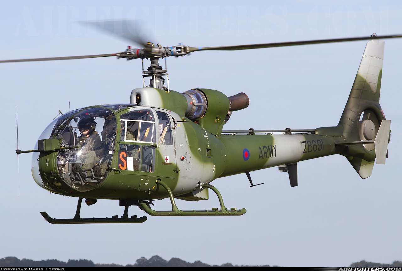 UK - Army Westland SA-341B Gazelle AH1 ZB691 at Off-Airport - Salisbury Plain, UK