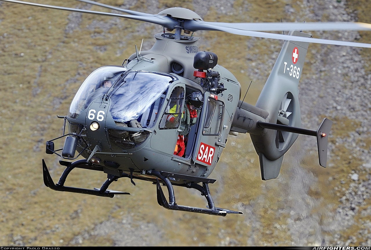 Switzerland - Air Force Eurocopter TH05 (EC-635P2+) T-366 at Off-Airport - Axalp, Switzerland