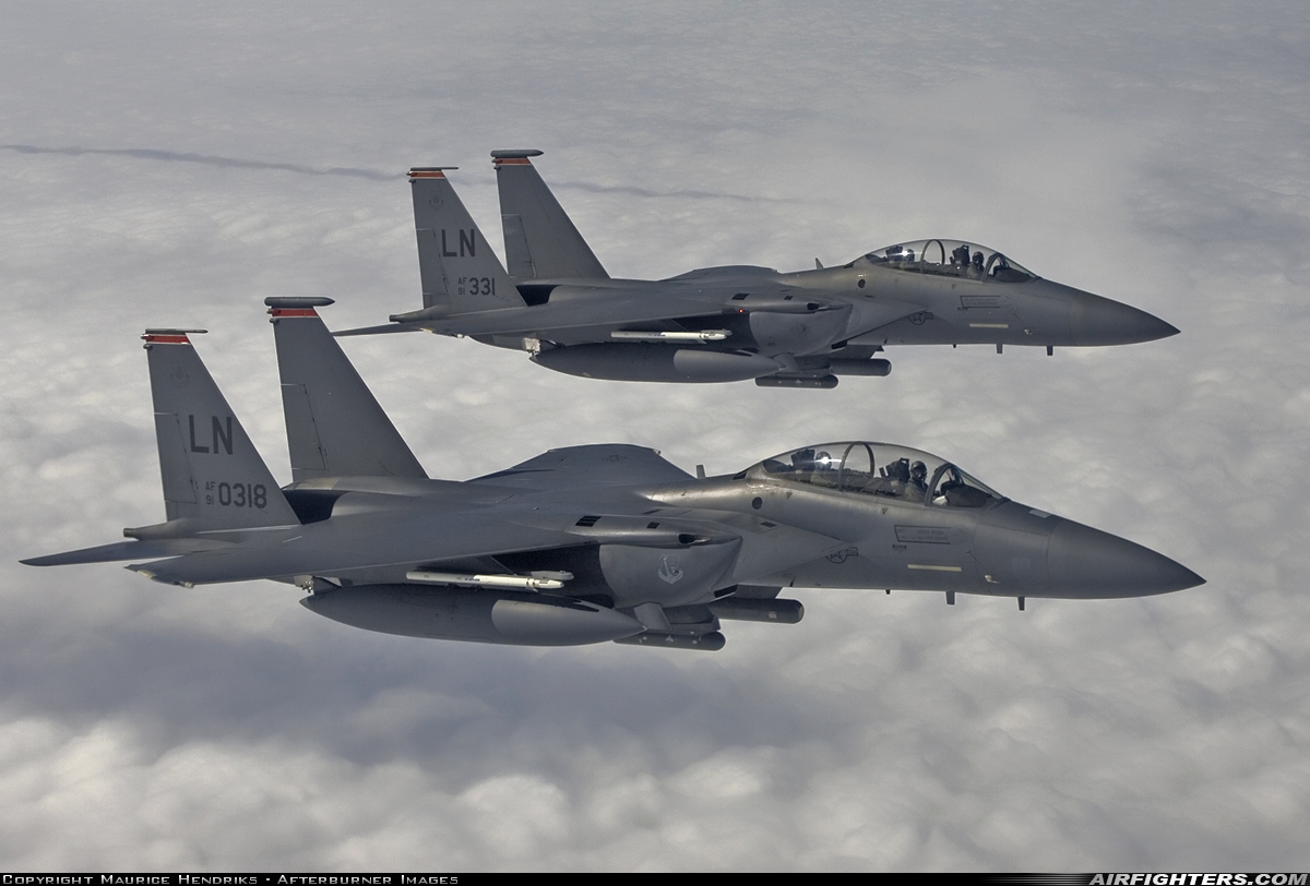 USA - Air Force McDonnell Douglas F-15E Strike Eagle 91-0318 at In Flight - Refueling Track TRA3 and 6, Netherlands