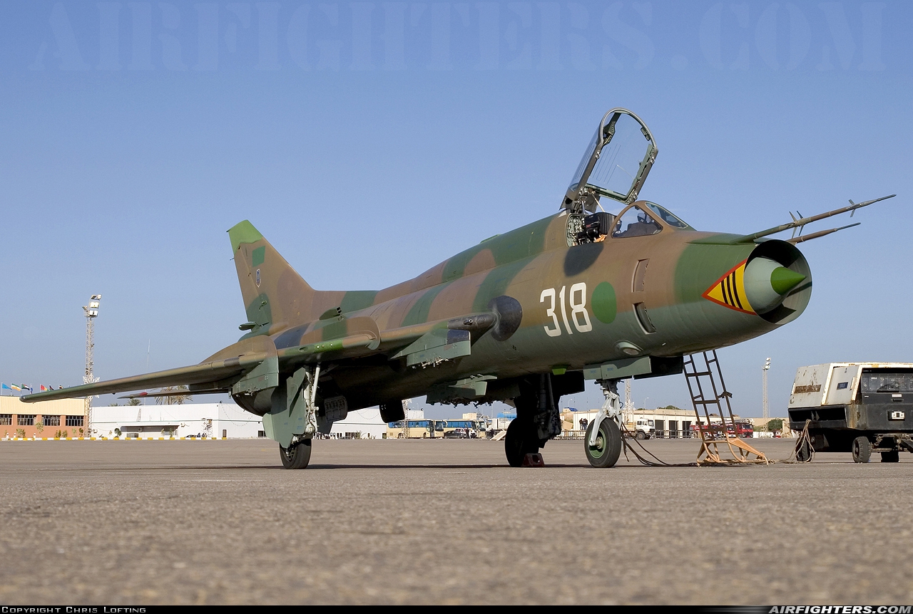 Libya - Air Force Sukhoi Su-22M3 318 at Tripoli - Mitiga (MJI / HLLM), Libya