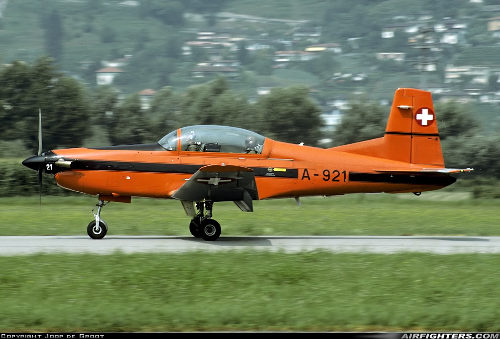 Switzerland - Air Force Pilatus PC-7 Turbo Trainer A-921 at Locarno (- Magadino) (LSZL / LSMO), Switzerland
