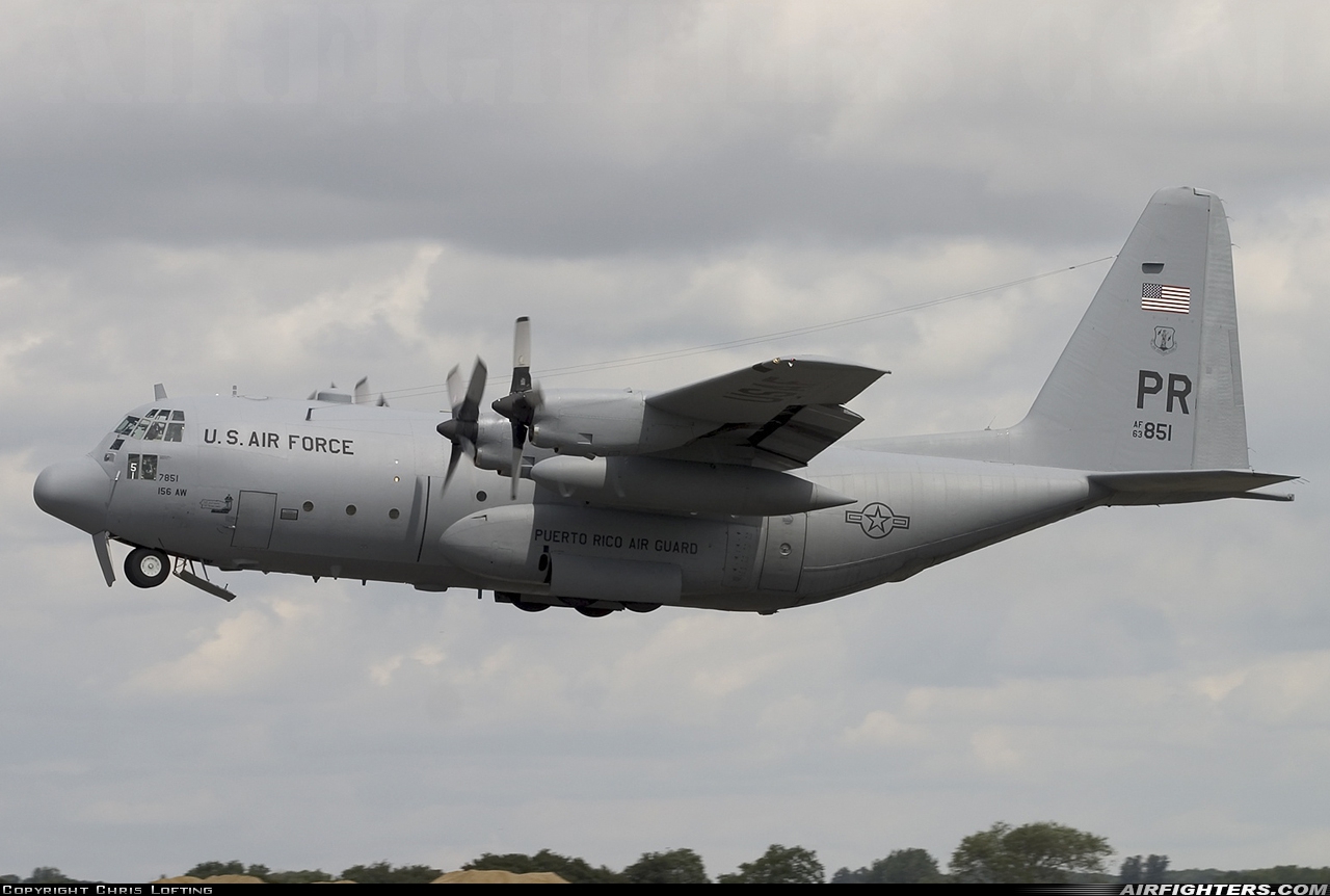 USA - Air Force Lockheed C-130E Hercules (L-382) 63-7851 at Fairford (FFD / EGVA), UK