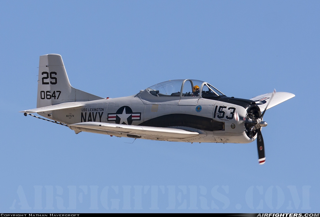 Private North American T-28C Trojan NX757K at Palm Springs / Thermal - Jacqueline Cochran Regional Airport (TRM), USA
