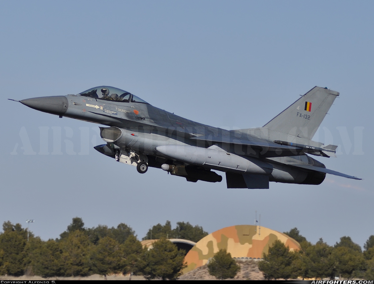 Belgium - Air Force General Dynamics F-16AM Fighting Falcon FA-132 at Albacete (- Los Llanos) (LEAB), Spain