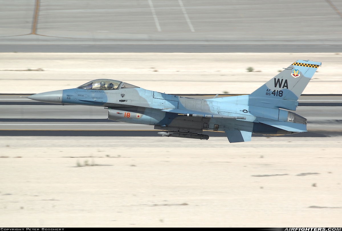 USA - Air Force General Dynamics F-16C Fighting Falcon 85-1418 at Las Vegas - North Las Vegas (VGT), USA