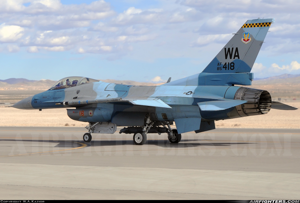 USA - Air Force General Dynamics F-16C Fighting Falcon 85-1418 at Las Vegas - Nellis AFB (LSV / KLSV), USA