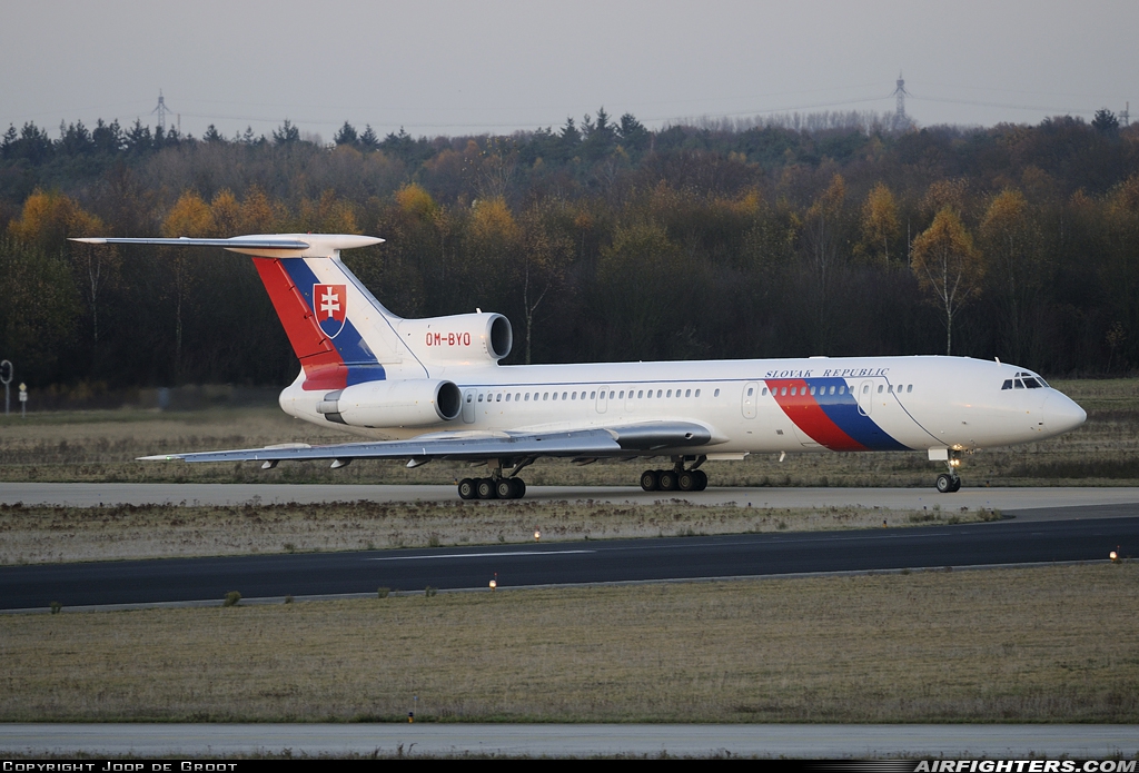 Slovakia - Government Tupolev Tu-154M OM-BYO at Eindhoven (- Welschap) (EIN / EHEH), Netherlands