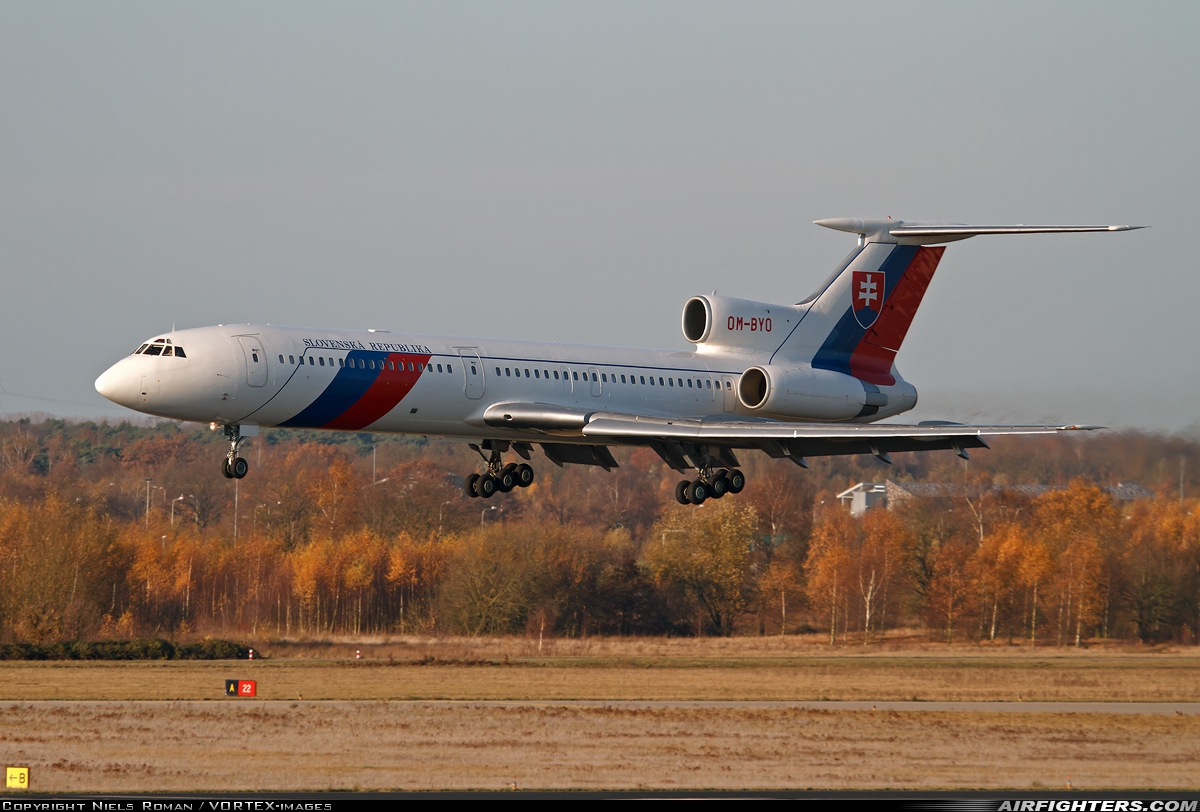 Slovakia - Government Tupolev Tu-154M OM-BYO at Eindhoven (- Welschap) (EIN / EHEH), Netherlands