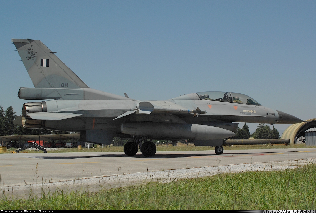 Greece - Air Force General Dynamics F-16D Fighting Falcon 148 at Larissa (LRA / LGLR), Greece