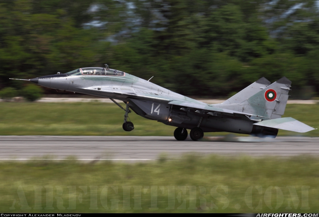 Bulgaria - Air Force Mikoyan-Gurevich MiG-29UB (9.51) 14 at Graf Ignatievo (LBPG), Bulgaria
