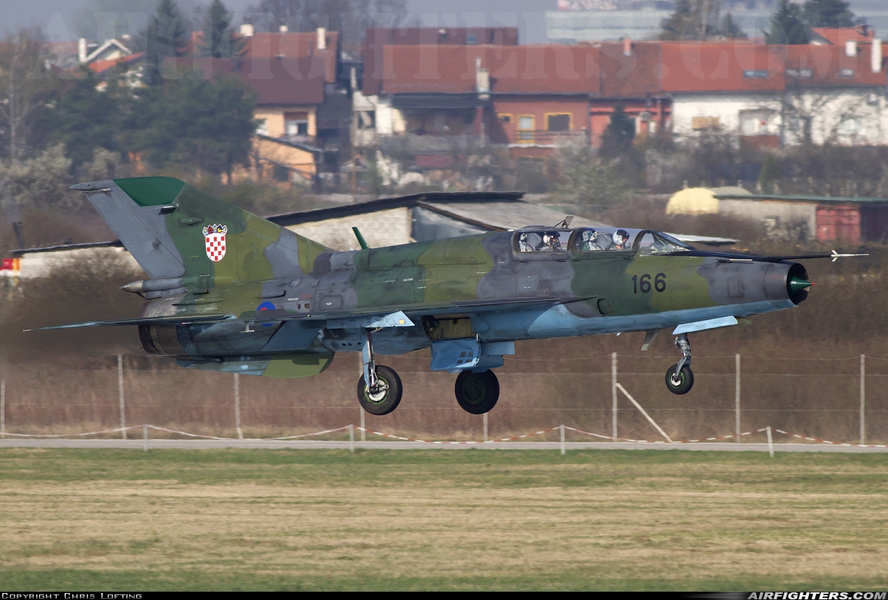 Croatia - Air Force Mikoyan-Gurevich MiG-21UM 166 at Zagreb - Pleso (ZAG / LDZA), Croatia