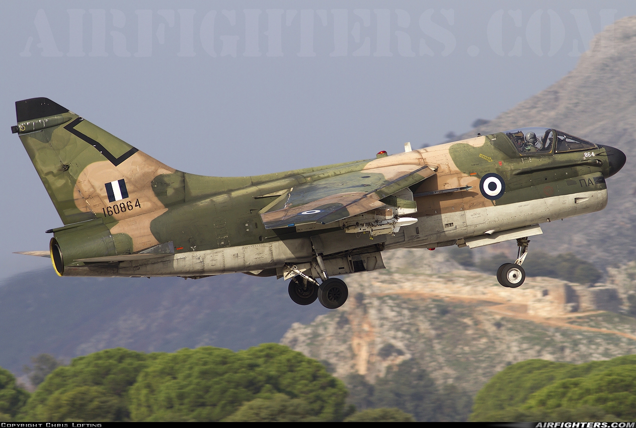 Greece - Air Force LTV Aerospace A-7E Corsair II 160864 at Araxos (GPA / LGRX), Greece