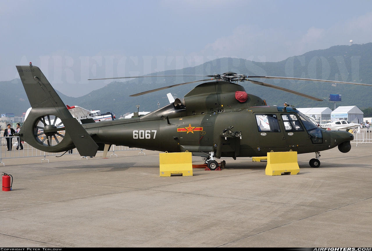 China - Army Harbin Z-9WE 6067 at Zhuhai - Sanzao (ZUH / ZGSD), China