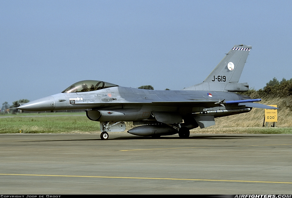 Netherlands - Air Force General Dynamics F-16A Fighting Falcon J-619 at Leeuwarden (LWR / EHLW), Netherlands