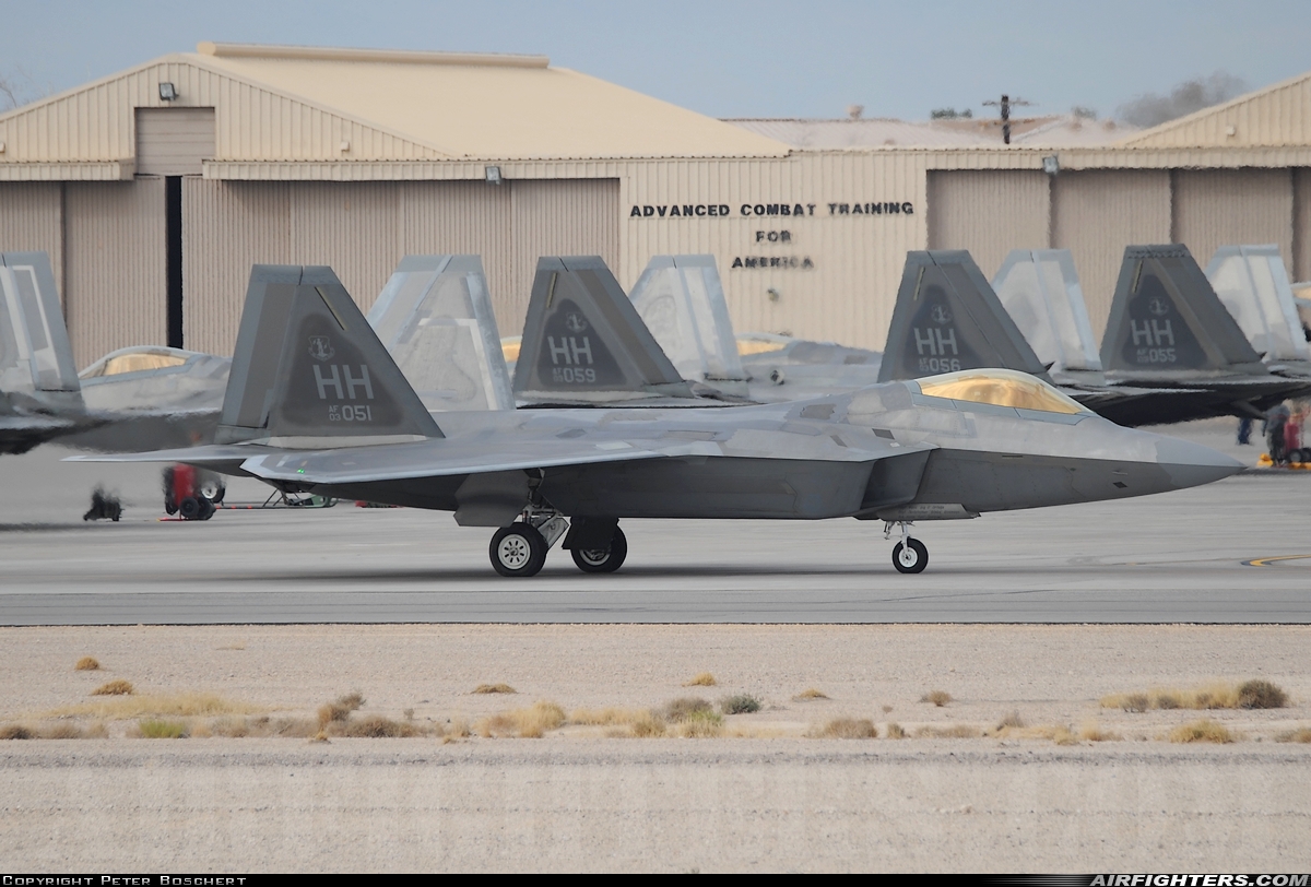 USA - Air Force Lockheed Martin F-22A Raptor 03-4051 at Las Vegas - Nellis AFB (LSV / KLSV), USA