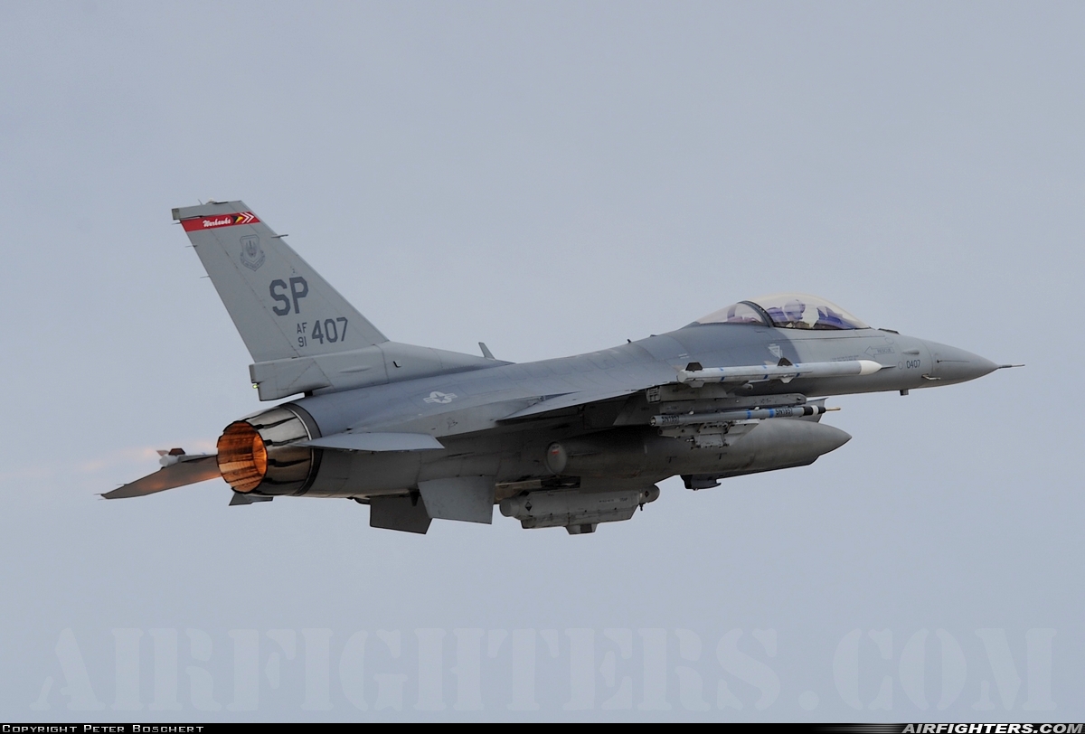 USA - Air Force General Dynamics F-16C Fighting Falcon 91-0407 at Las Vegas - Nellis AFB (LSV / KLSV), USA