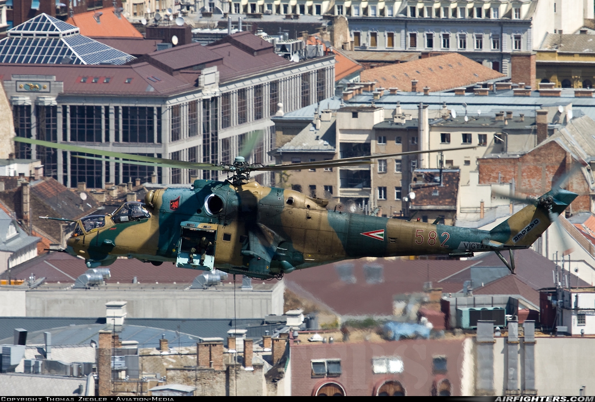 Hungary - Air Force Mil Mi-24D 582 at Off-Airport - Budapest, Hungary
