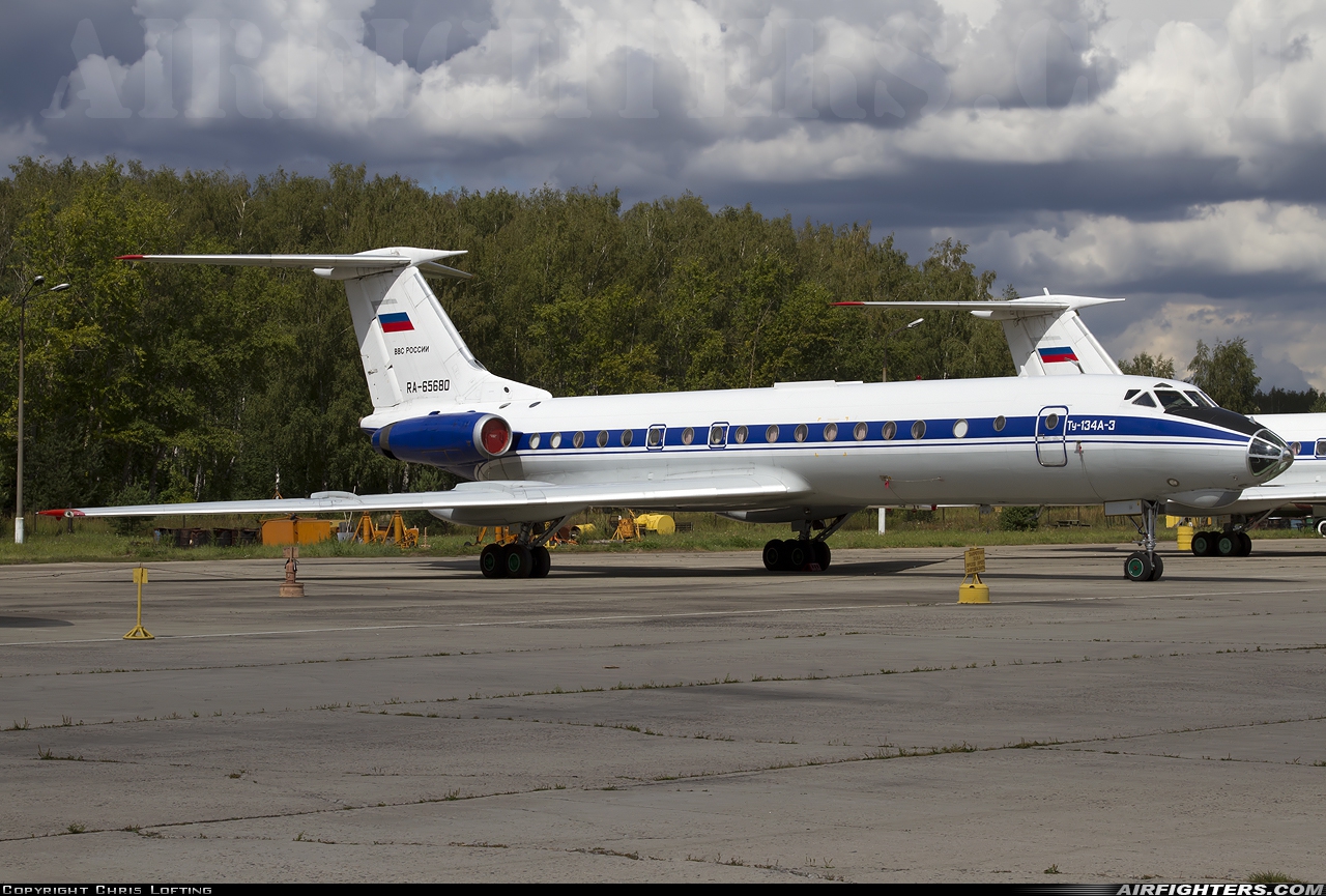 Russia - Air Force Tupolev Tu-134A-3 RA-65680 at Chkalovsky (CKL / UUMU), Russia