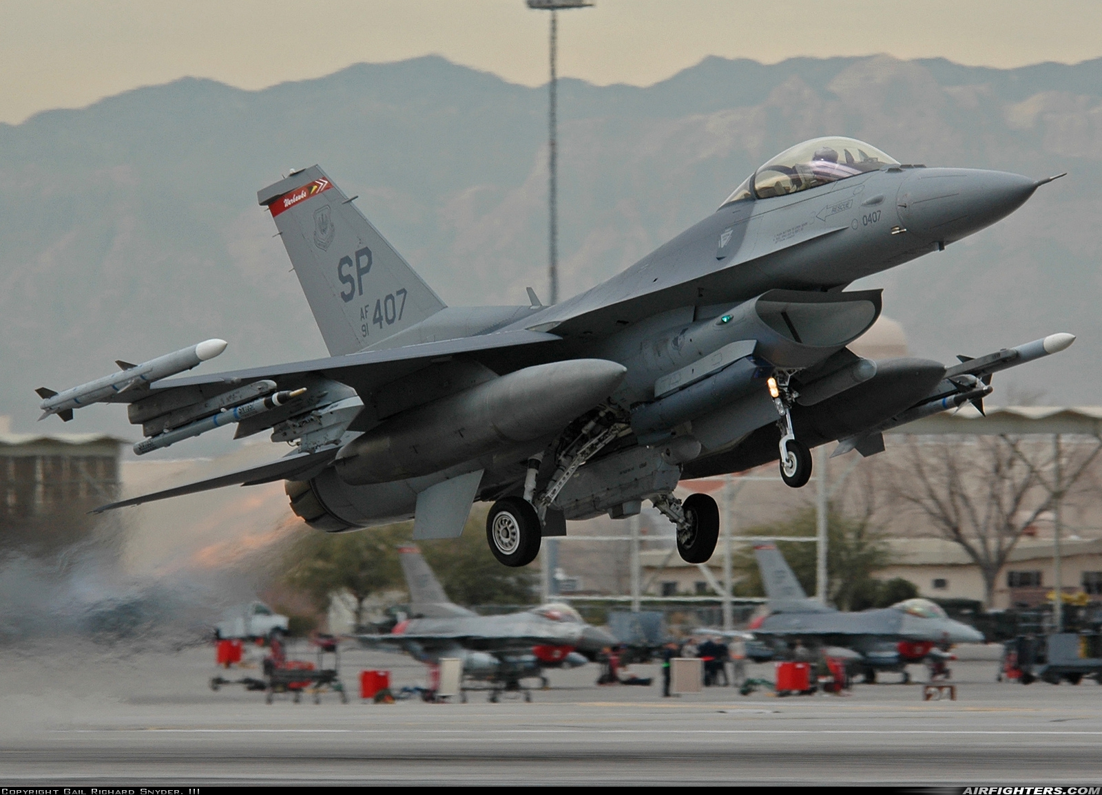 USA - Air Force General Dynamics F-16C Fighting Falcon 91-0407 at Las Vegas - Nellis AFB (LSV / KLSV), USA