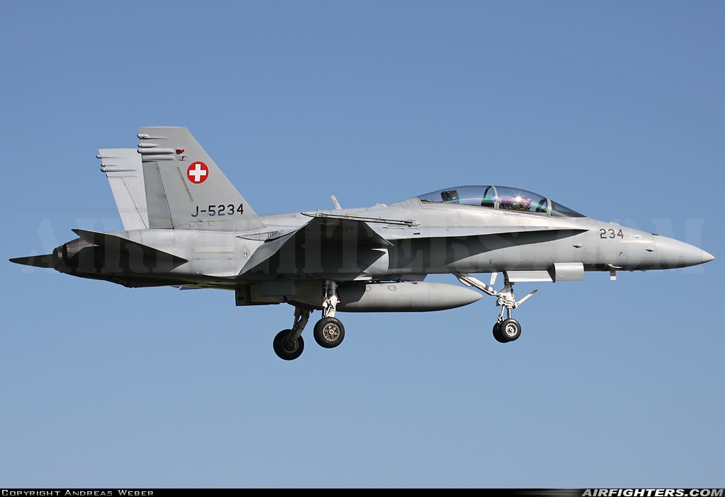 Switzerland - Air Force McDonnell Douglas F/A-18D Hornet J-5234 at Emmen (EML / LSME), Switzerland