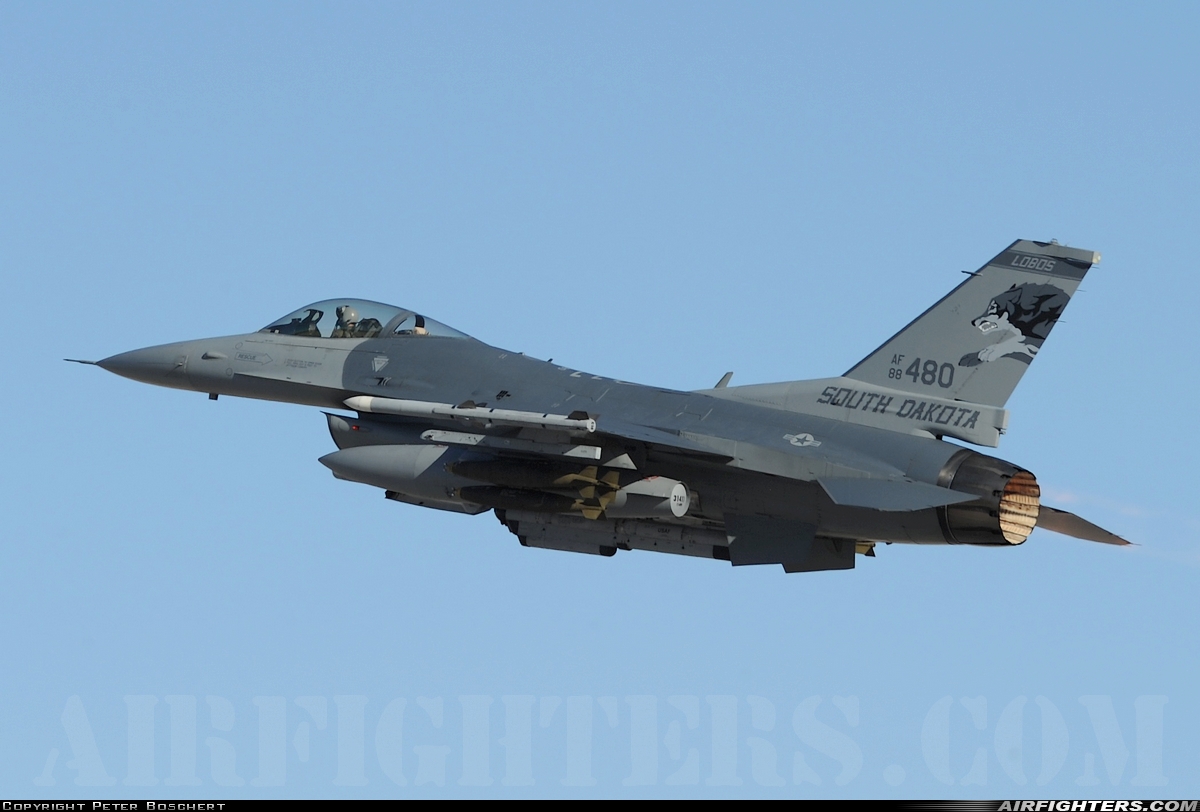 USA - Air Force General Dynamics F-16C Fighting Falcon 88-0480 at Las Vegas - Nellis AFB (LSV / KLSV), USA