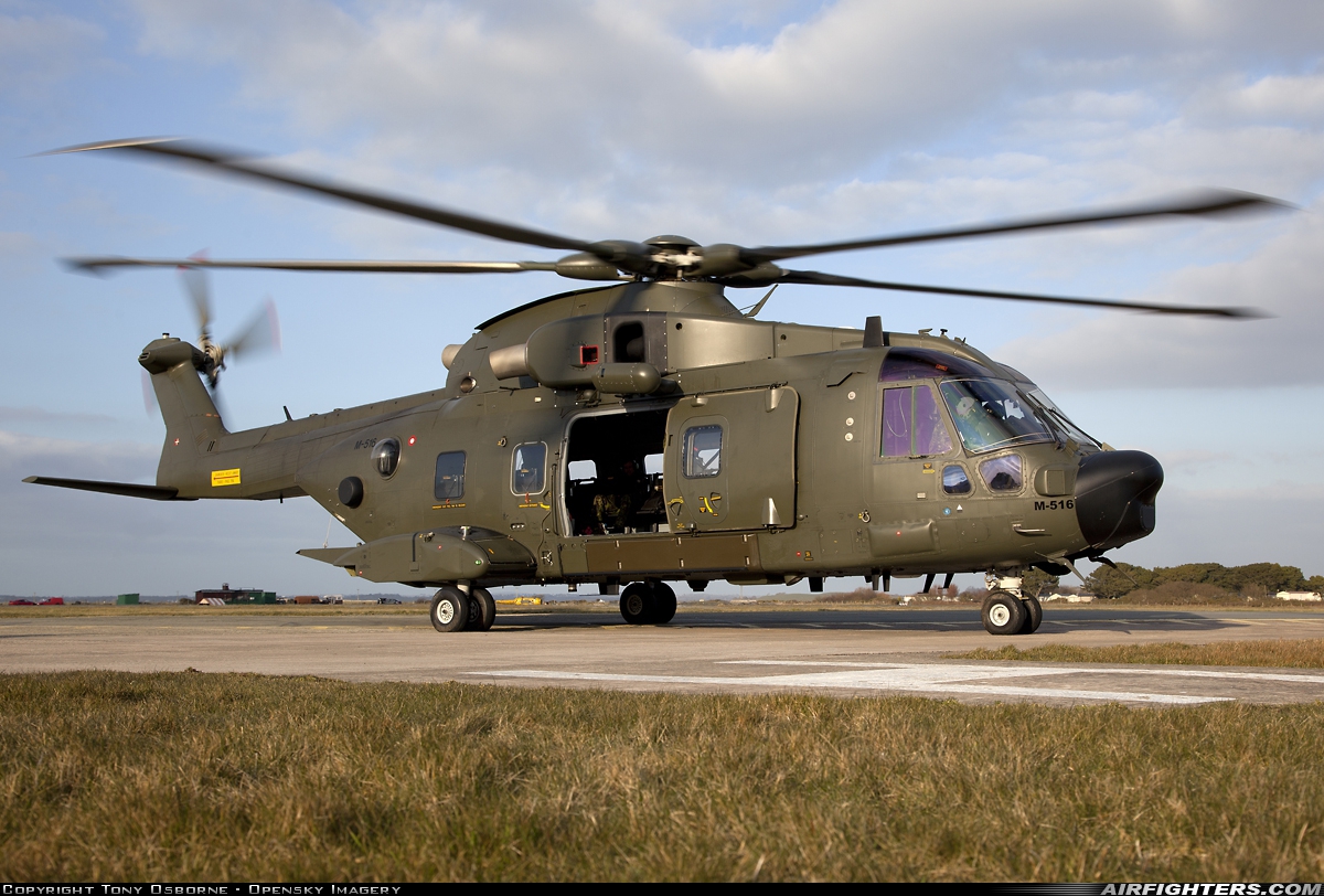 Denmark - Air Force AgustaWestland AW101 Mk512 M-516 at Caernarfon (EGCK), UK